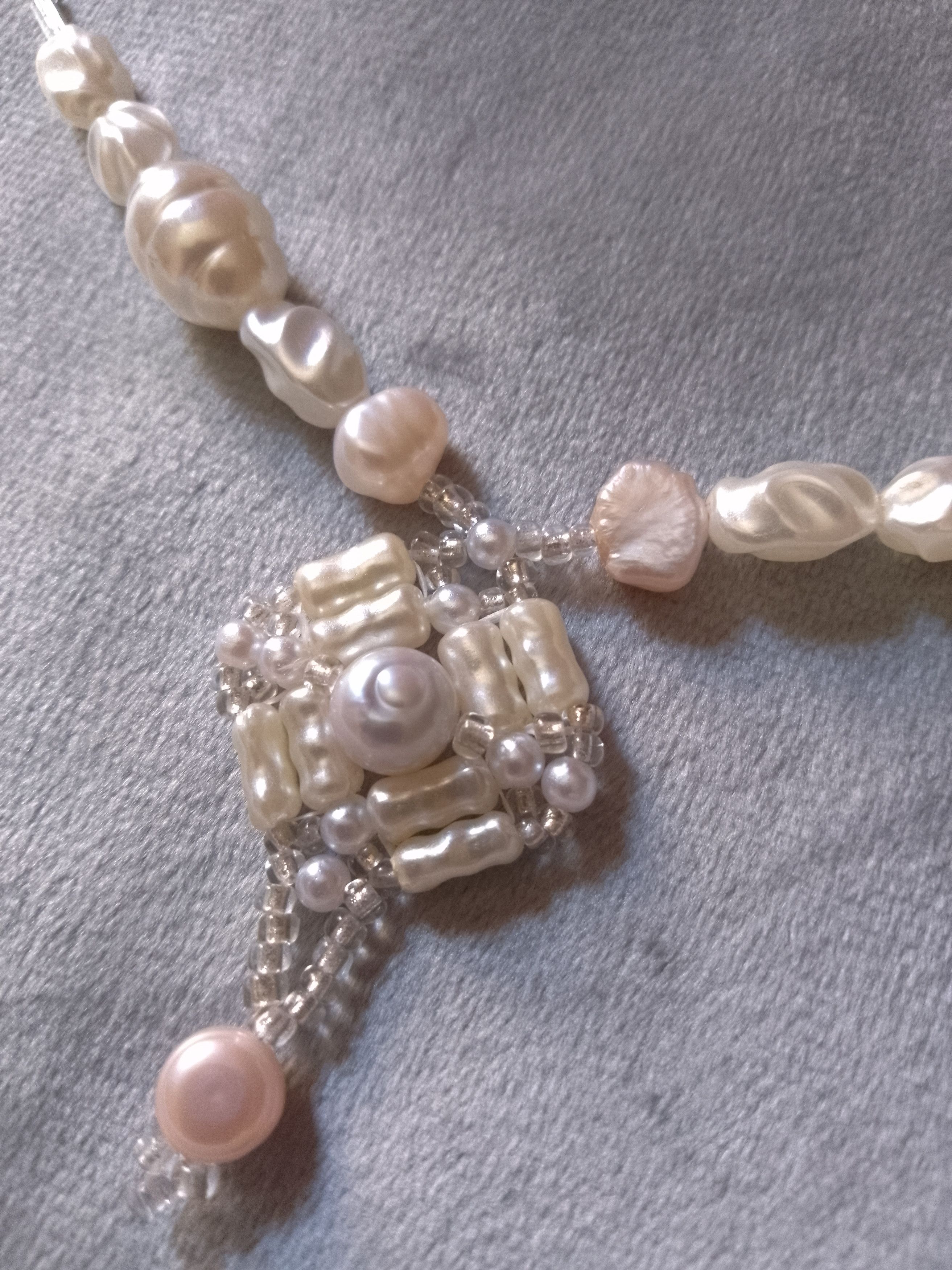 Handmade Glam necklace with pendant Natural freshwater pearls Size ONE SIZE - 8 Thumbnail