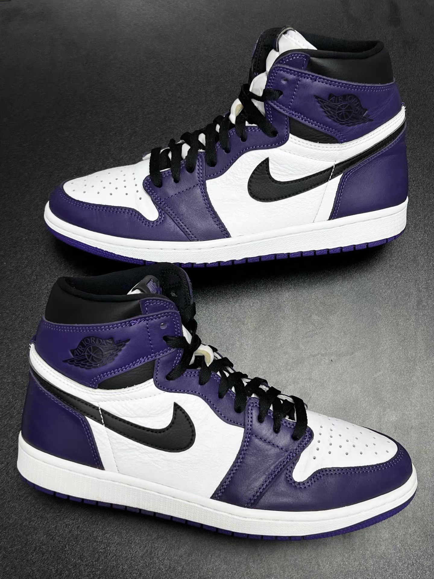 Jordan Brand Air Jordan 1 High White Purple Toe Basketball Shoes K15 Size US 11.5 / EU 44-45 - 4 Thumbnail
