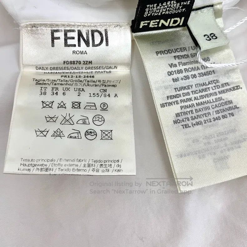 Fendi Fendi White Bow Round Neck Short Sleeve Dress Size XS / US 0-2 / IT 36-38 - 6 Thumbnail