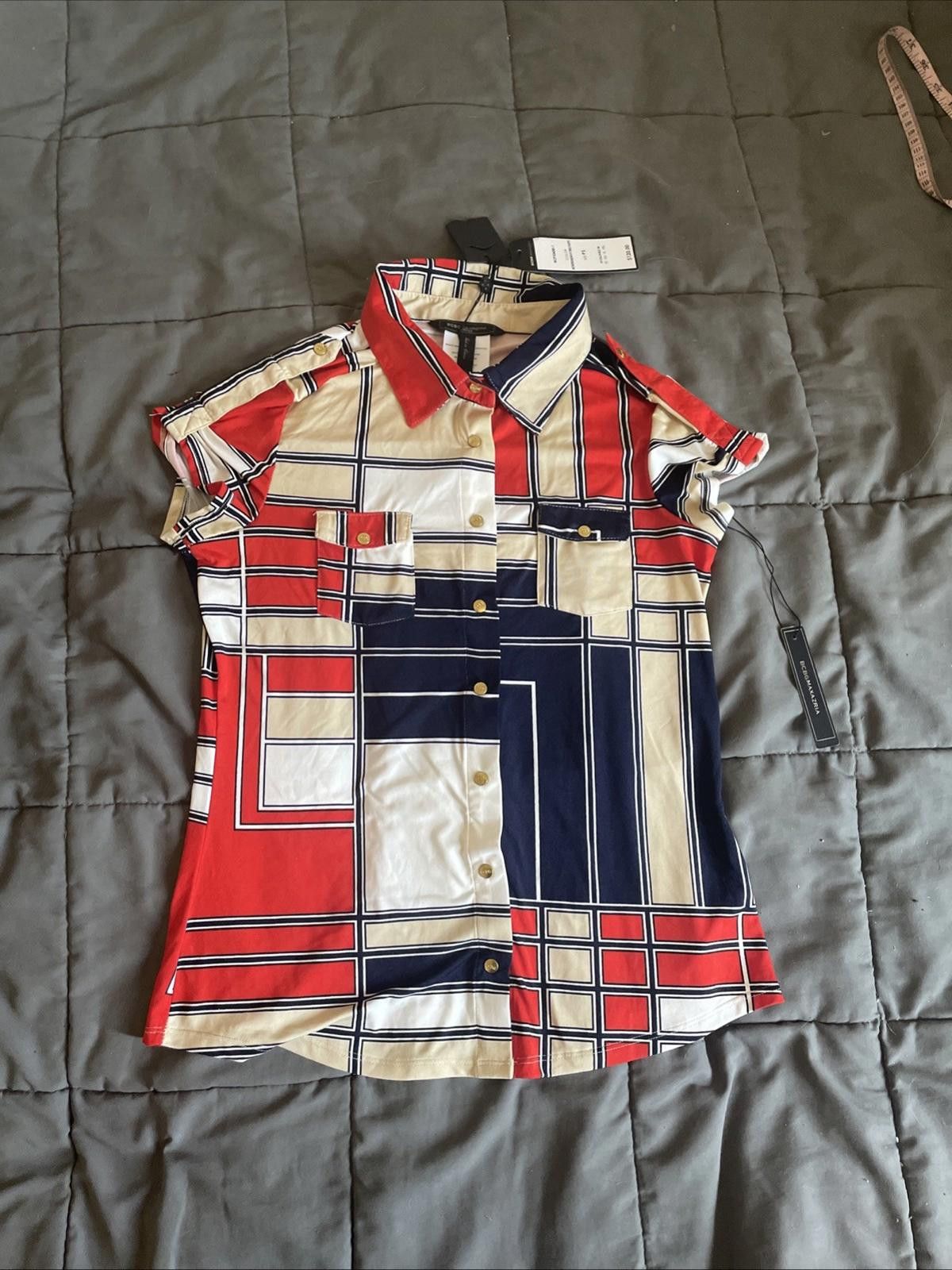 Bcbgmaxazria BCBG Maxazria Mondrian Women’s Shirt (S) Gold Snaps Size S / US 4 / IT 40 - 1 Thumbnail