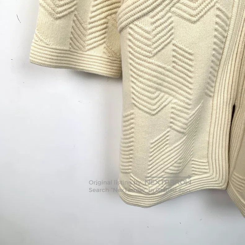 Hermes Hermes Beige Diamond Knit Wool Zip-Up Sweater Jacket Size XXS / US 00 / IT 34 - 4 Thumbnail