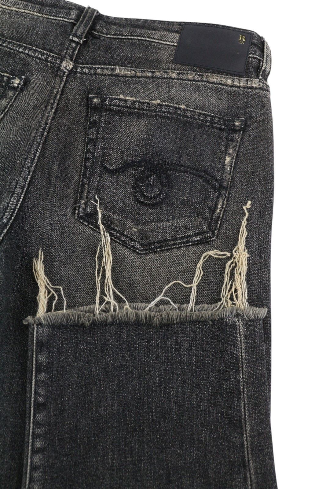 R13 TOBI SLIM 27 Washed Distress Zip Straight Abbey 84443 Size 27" / US 4 / IT 40 - 6 Thumbnail