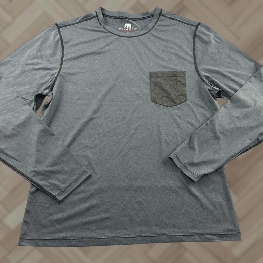 J Brand Normal Brand Performance Long Sleeve Pocket T Shirt Men's Large Blue Athletic Size US L / EU 52-54 / 3 - 1 Thumbnail