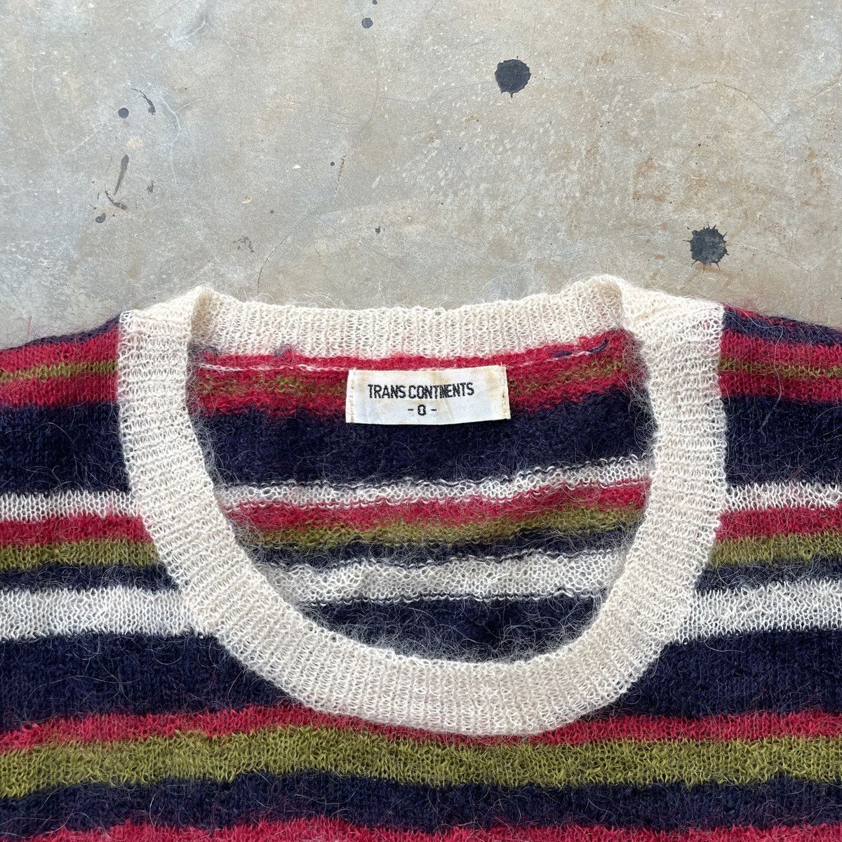 If Six Was Nine × Japanese Brand VTG Trans Continents Striped Crew Neck Short Sleeve Mohair Size S / US 4 / IT 40 - 2 Thumbnail