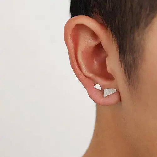 Vintage 🔥925 Silver retro irregular geometric ear studs Size ONE SIZE - 1 Thumbnail