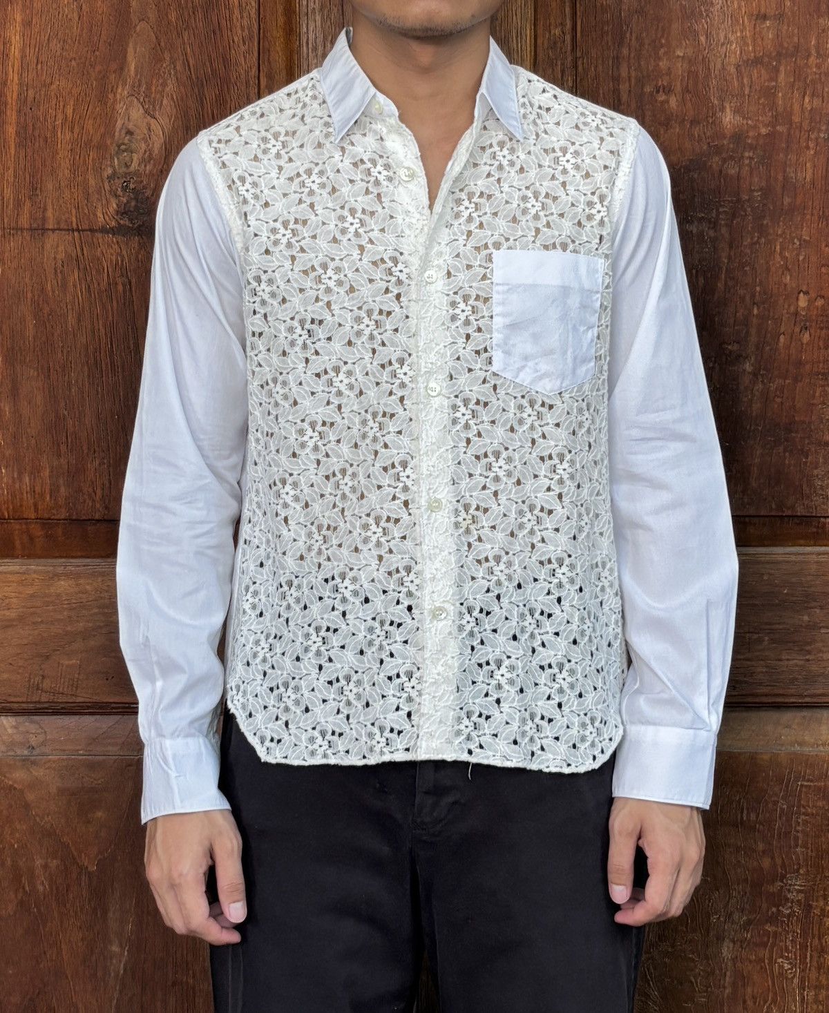 Comme des Garcons SHIRT Flowery Brocade Patchwork Shirt Size US S / EU 44-46 / 1 - 1 Thumbnail