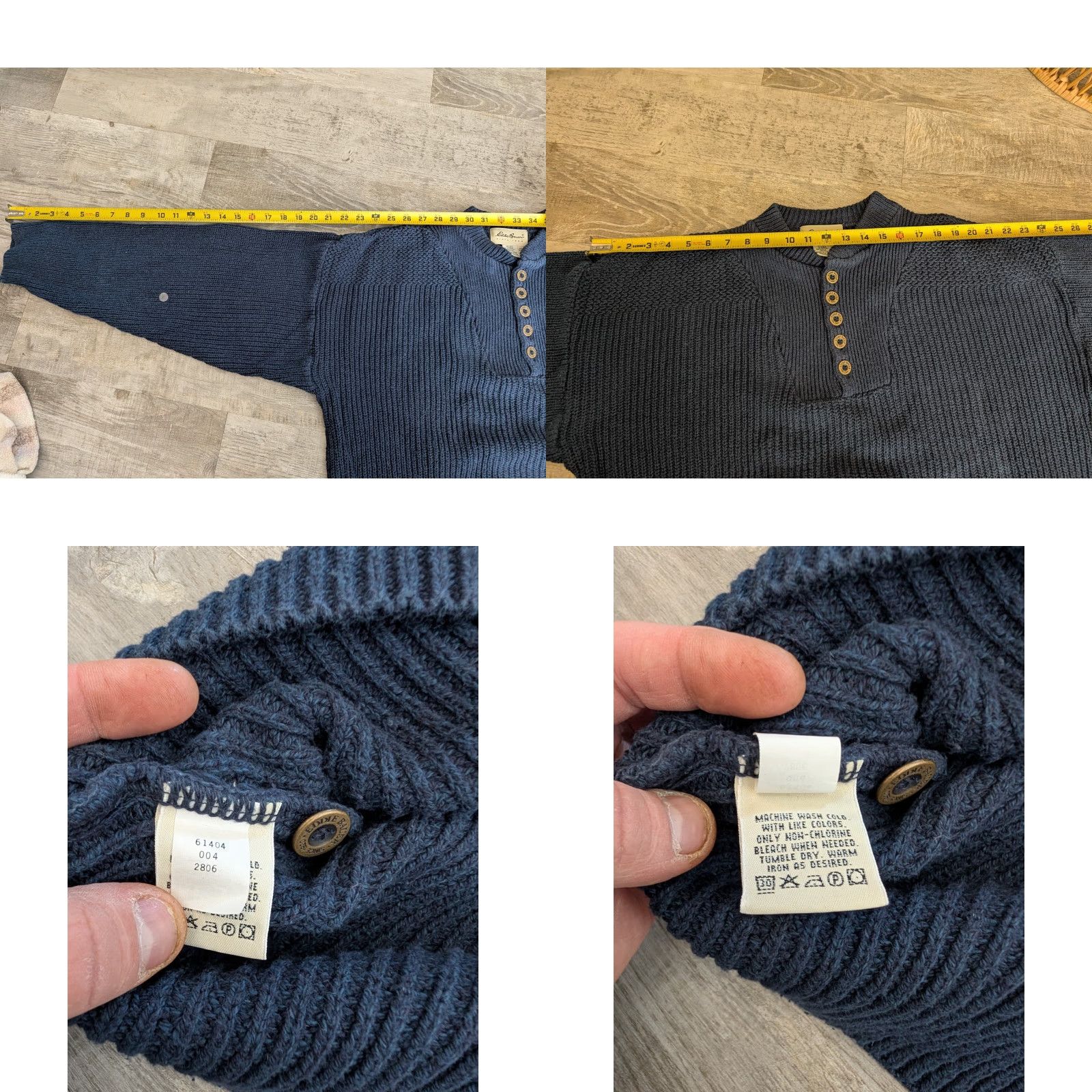 Eddie Bauer Vtg Eddie Bauer Sweater Mens L Blue Knit Fisherman Ribbed Henley USA Made EUC Size US L / EU 52-54 / 3 - 9 Thumbnail