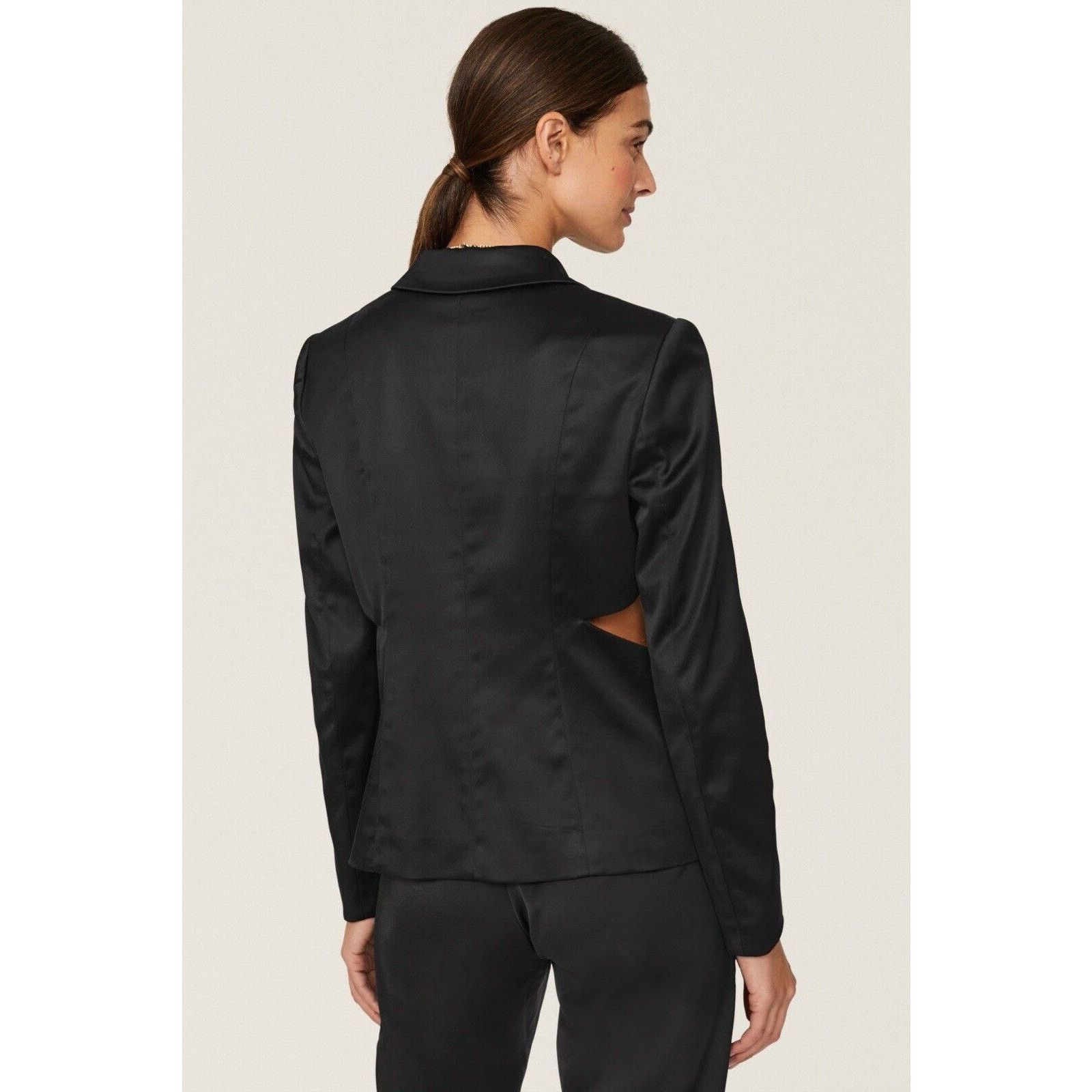 Donna Karan Donna Karan cut out tuxedo satin solid black blazer 8 jacket Size M / US 6-8 / IT 42-44 - 3 Thumbnail