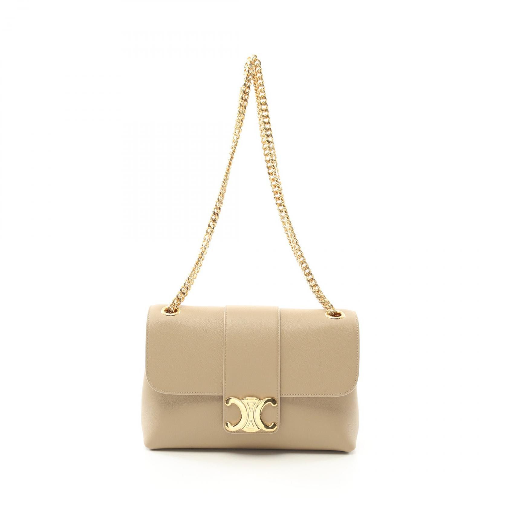 Celine Celine Victoire Leather Shoulder Bag Leather Shoulder Bag 115853Fdu03Cp in Beige, Women's