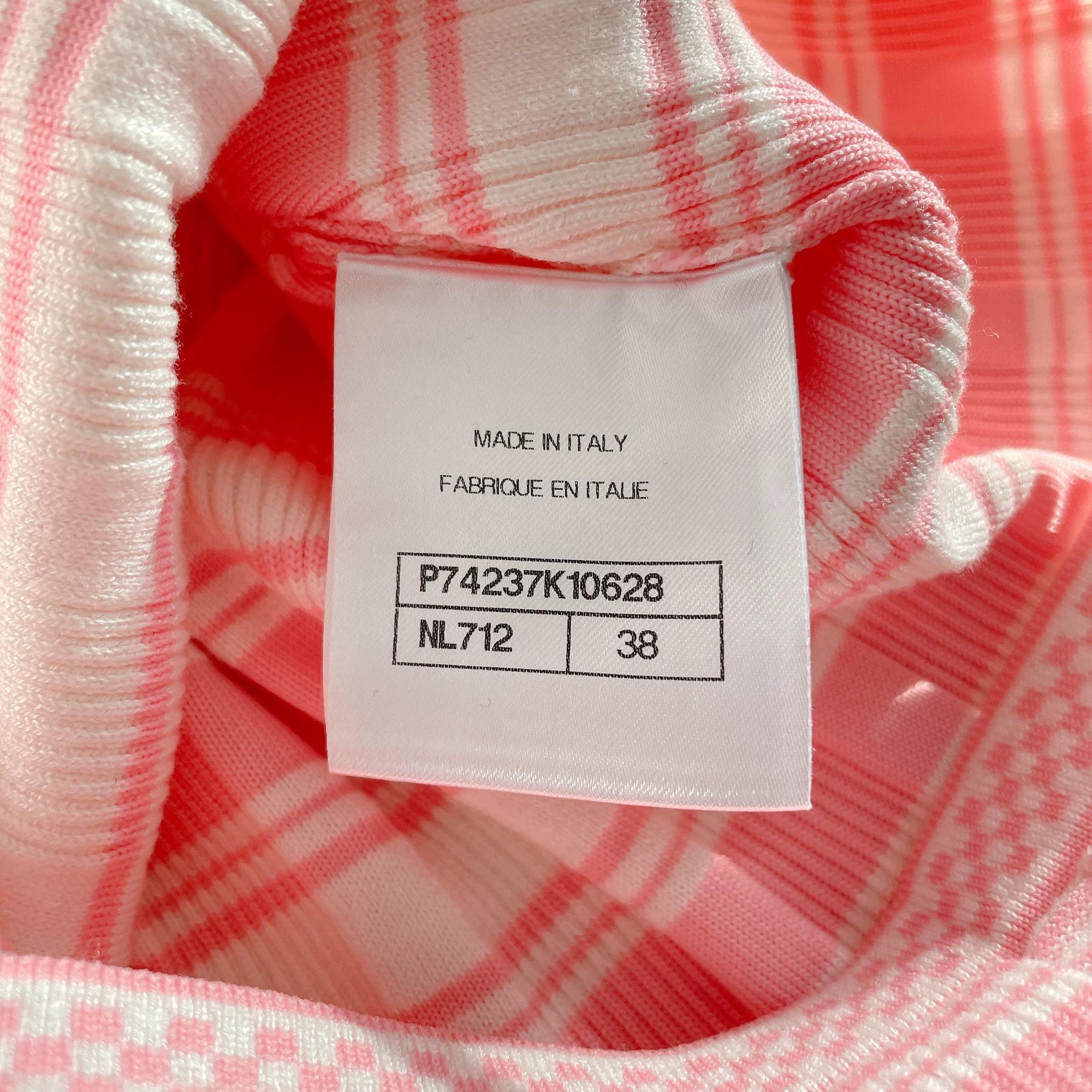 Chanel Chanel pink white striped shortsleeve top 38 4410 Size S / US 4 / IT 40 - 8 Thumbnail