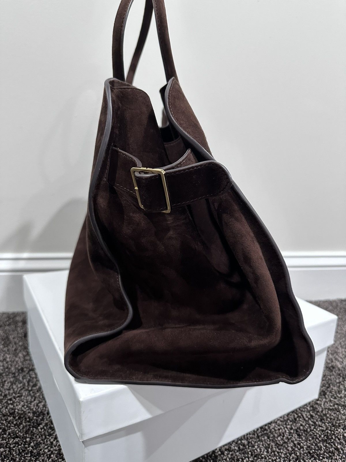 The Row The Row Soft Margaux 17 Brown Suede Leather Top Handle Bag Size ONE SIZE - 3 Thumbnail