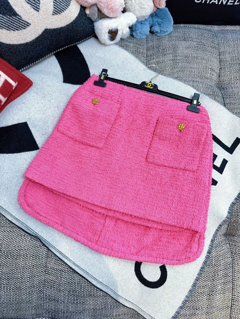 Other Chanel 22s peach pink tweed asymmetrical hem skirt Size 26" / US 2 / IT 38 - 2 Thumbnail