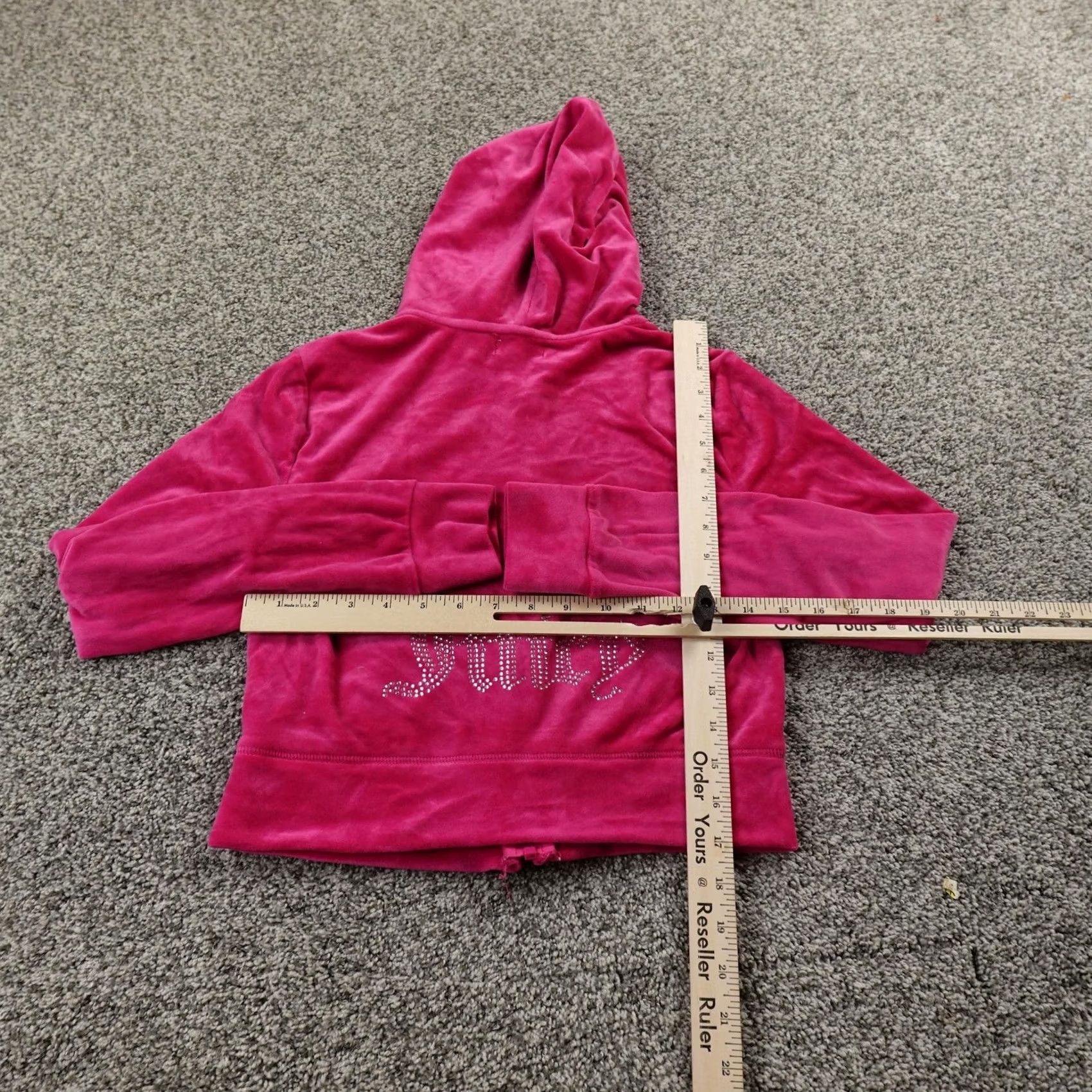 Juicy Couture VINTAGE Juicy Couture Hoodie Womens S Pink Velour Full Zip Rhinestone Bling Jacket Y2K Size S / US 4 / IT 40 - 6 Thumbnail