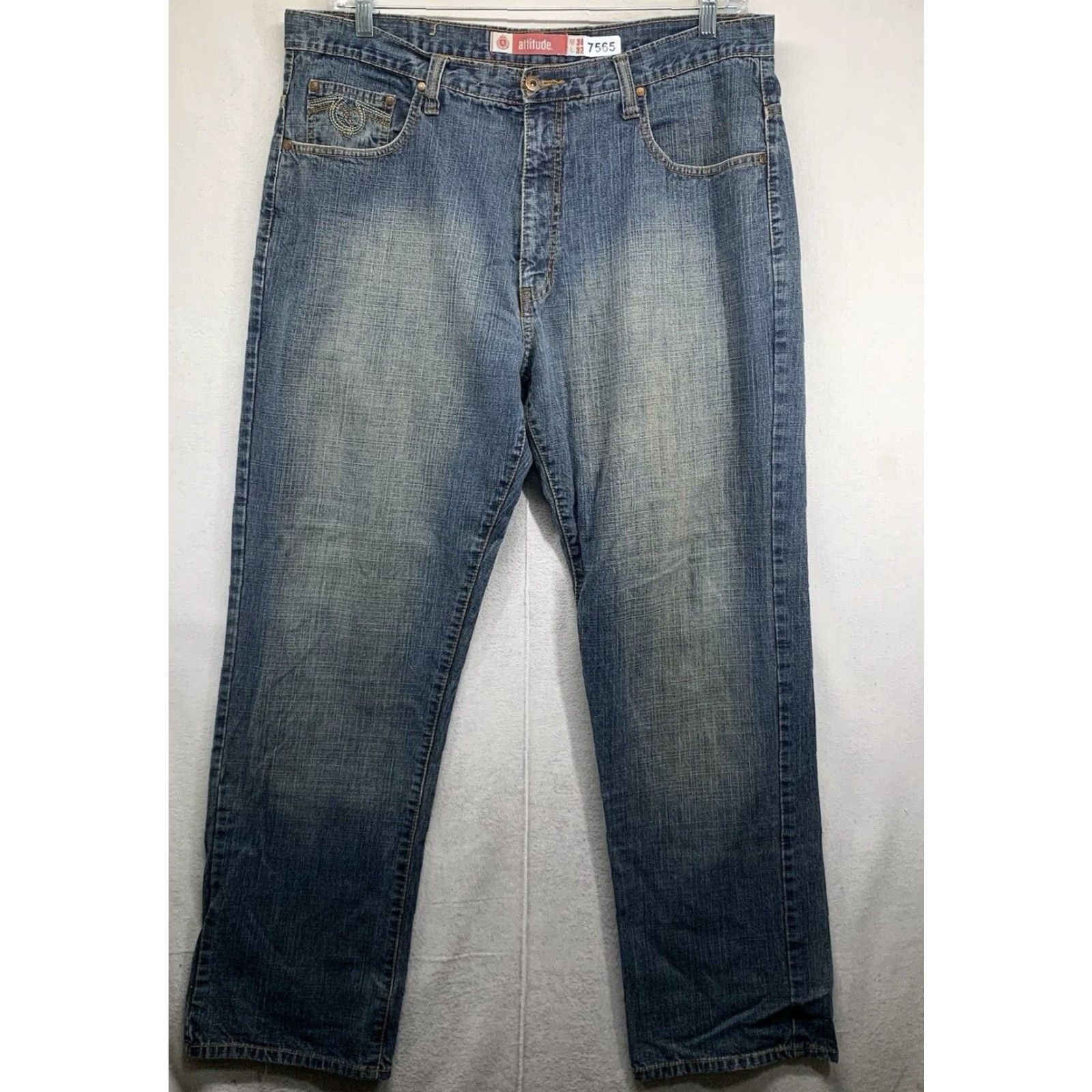 Vintage VINTAGE Attitude Men's Jeans 38x32 Dark Wash 90s Style High Rise Relaxed Fit Denim Baggy Skater Pants Size US 38 / EU 54 - 4 Thumbnail