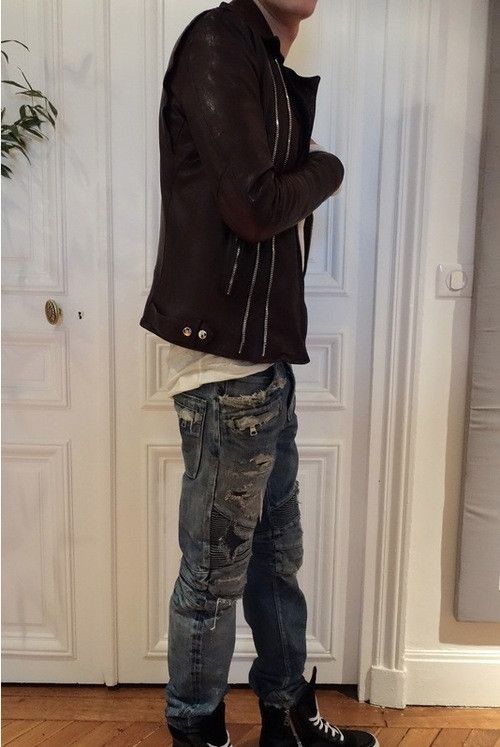 Balmain SS14 blue leather perfecto jacket Size US M / EU 48-50 / 2 - 2 Thumbnail