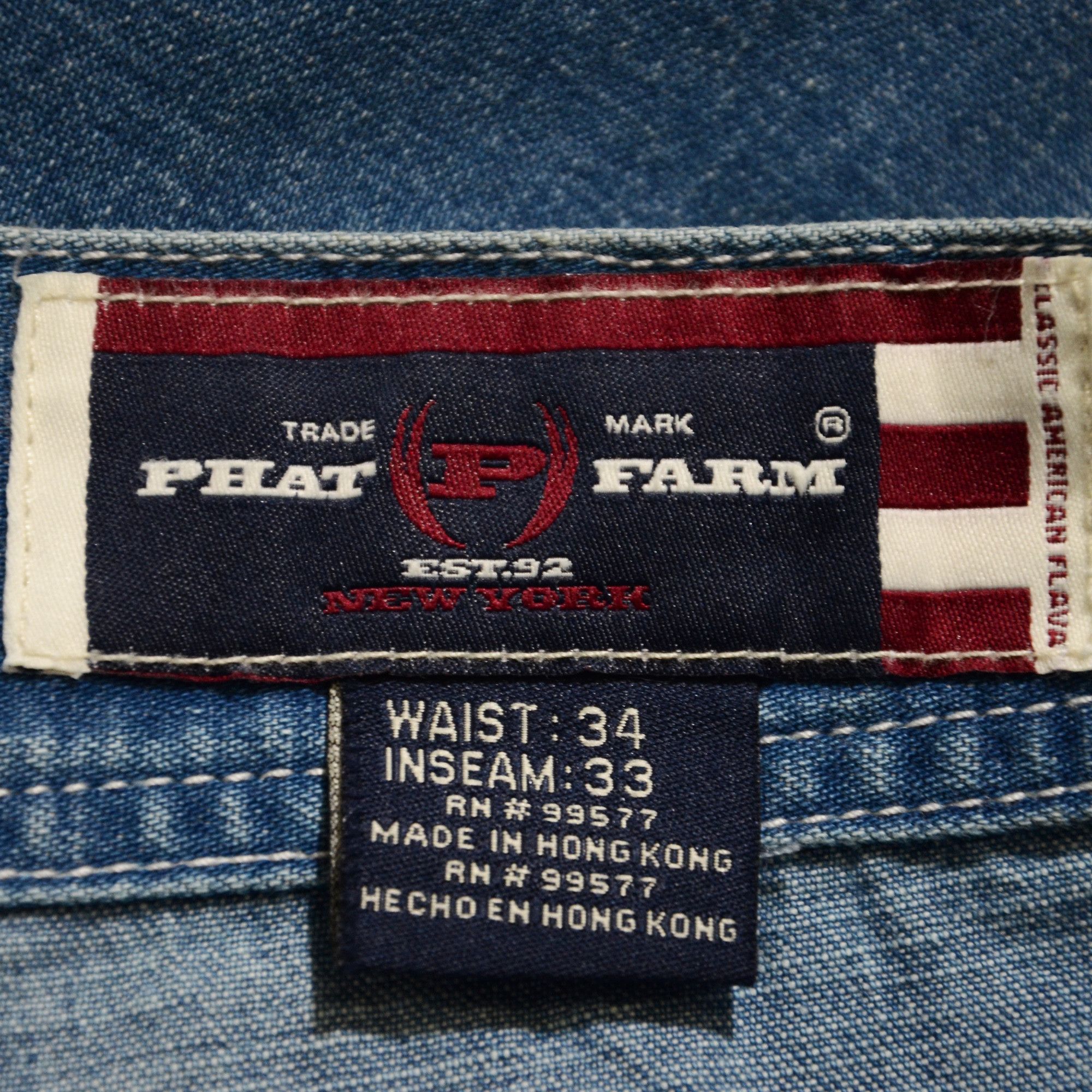 Phat Farm [Color Defects] Phat Farm Denim Shorts 90s Hiphop Streetwear Size US 34 / EU 50 - 3 Thumbnail