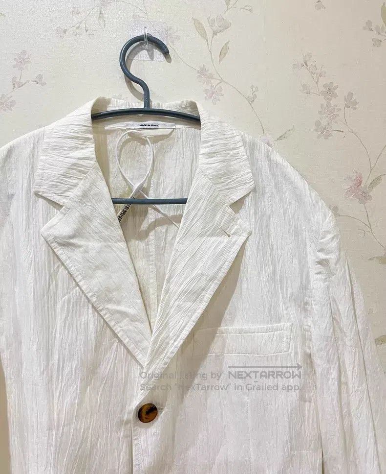 Hermes Hermes Off-White Linen Pleated Blazer Jacket Size 48R - 3 Thumbnail