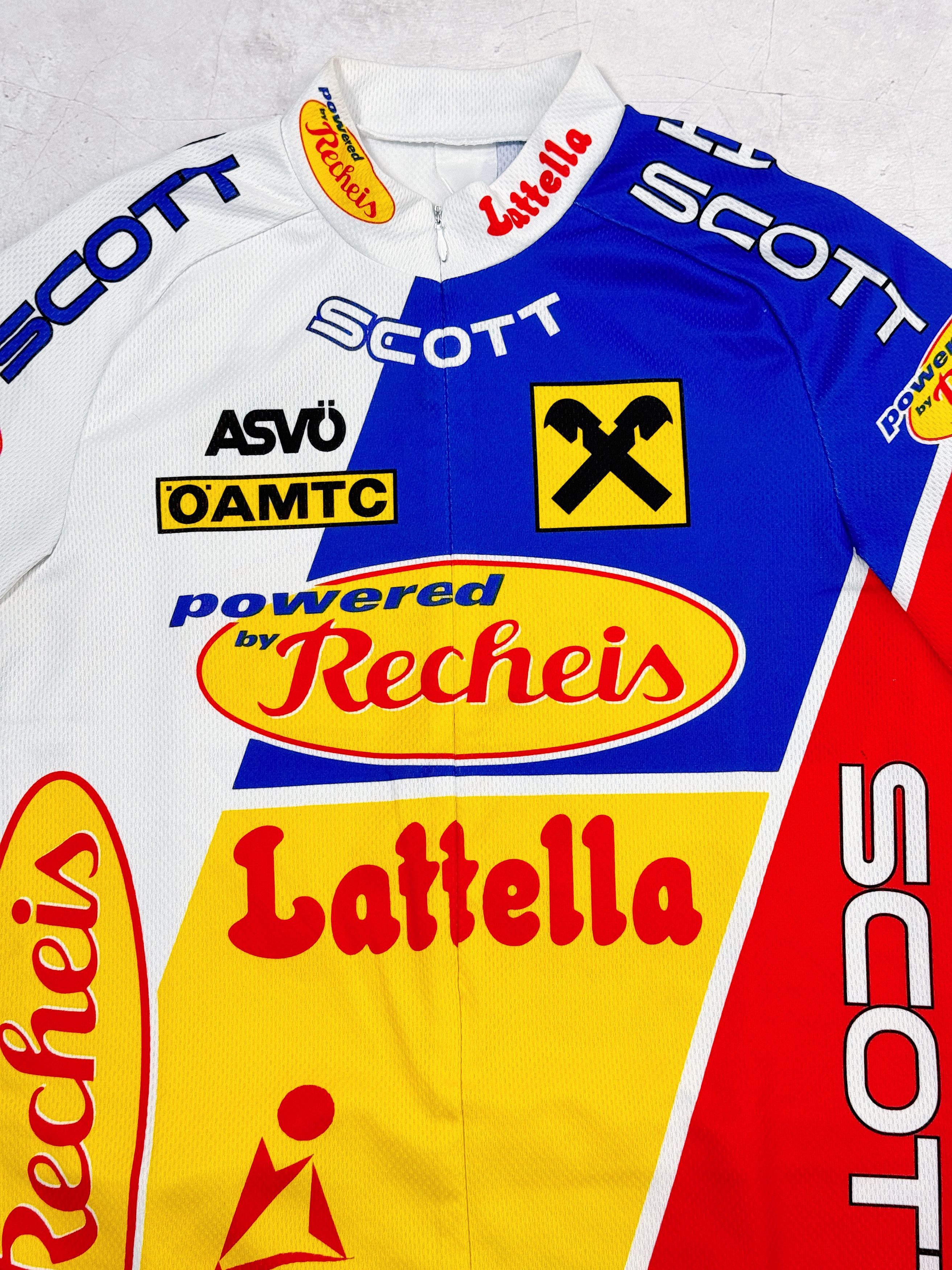 Vintage Scott Lattella Recheis Cycling Jersey ASVO Raiffeisen Size US M / EU 48-50 / 2 - 3 Thumbnail