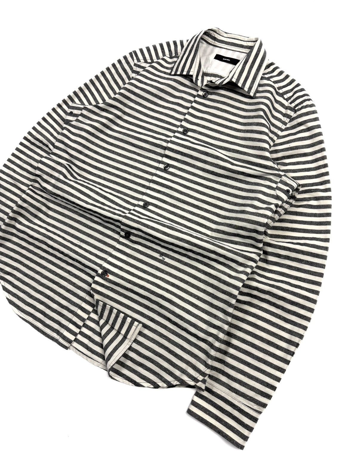 Diesel Diesel Vintage Prison Style Striped Button Shirt Cotton Gray Size US M / EU 48-50 / 2 - 5 Thumbnail