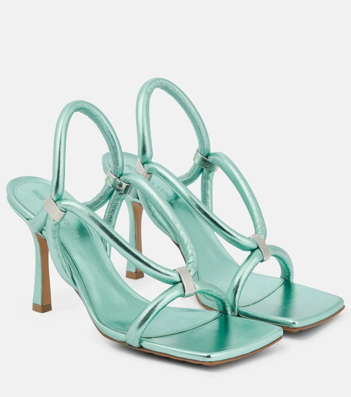 o1y0725 Leather Ankle Strap Sandals in Sky Blue