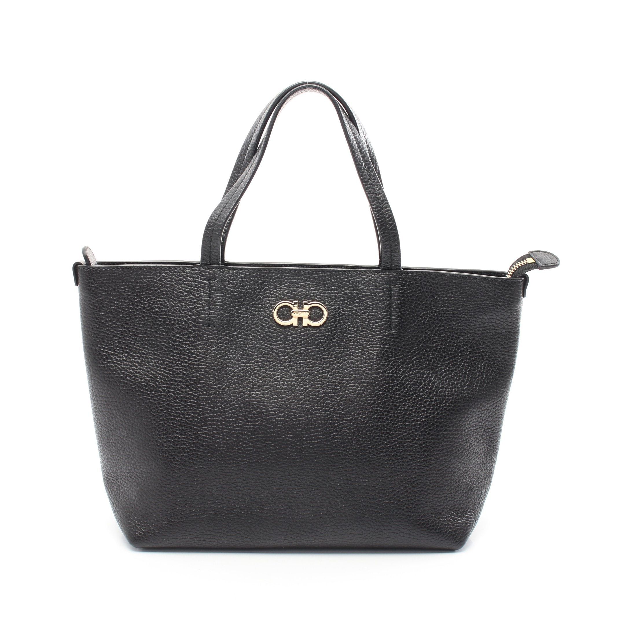 Salvatore Ferragamo Salvatore Ferragamo Double Gancini Handbag Tote Bag Leather Black Size ONE SIZE - 1 Thumbnail
