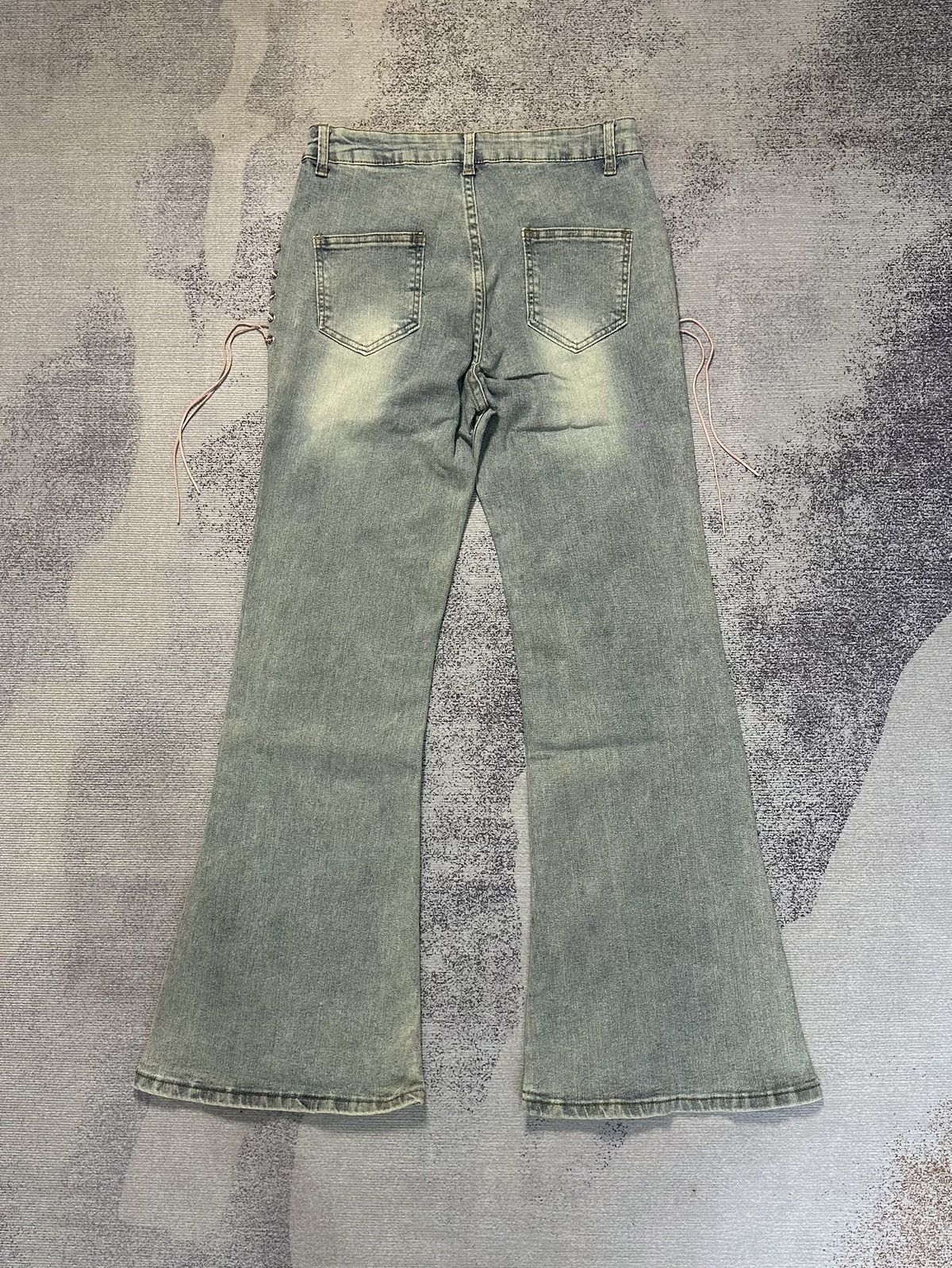 Le Grande Bleu (L.G.B.) 2000s Vintage Lace Up Pachwork Flared Denim LGB Y2k Size US 27 - 2 Thumbnail