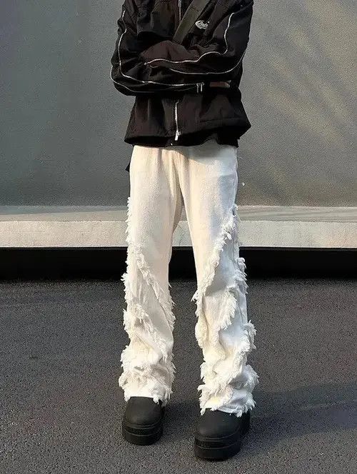 Jean Opium White Distressed Denim Jeans Size US 30 / EU 46 - 4 Thumbnail