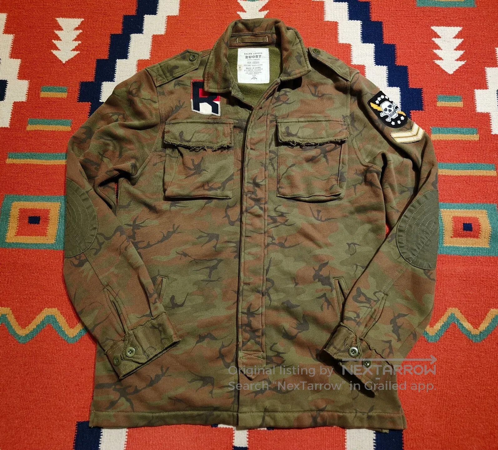 RRL Ralph Lauren Rugby Camouflage Knitted Military Jacket. Size US M / EU 48-50 / 2 - 1 Thumbnail