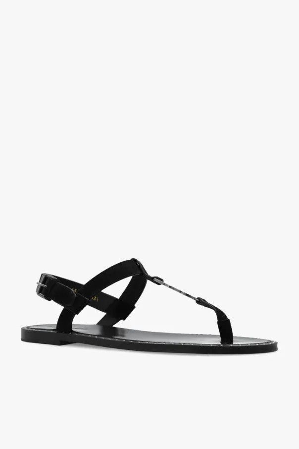 Saint Laurent Paris o1bcso1str1124 Cassandre Sandals In Suede in Black Size US 12 / EU 45 - 2 Thumbnail