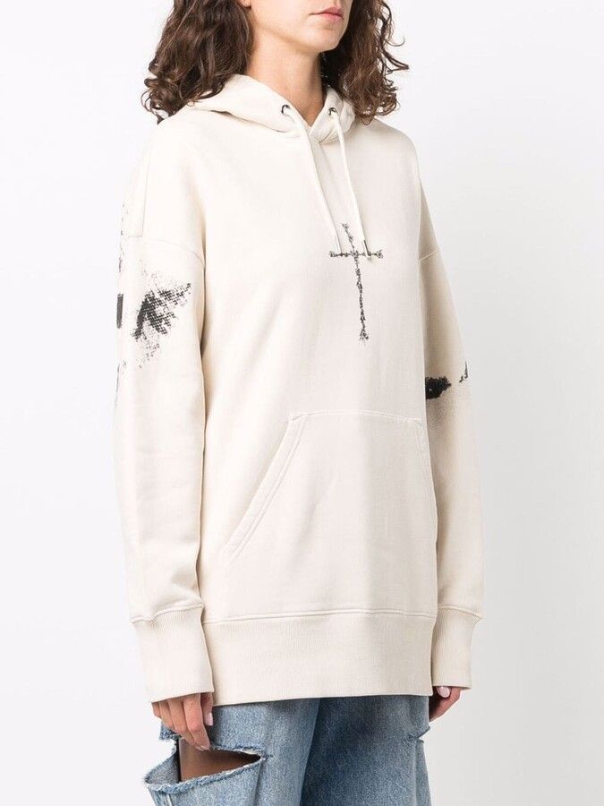 Givenchy Beige Cross Tattoo Logo Oversized Hoodie Size S / US 4 / IT 40 - 3 Thumbnail