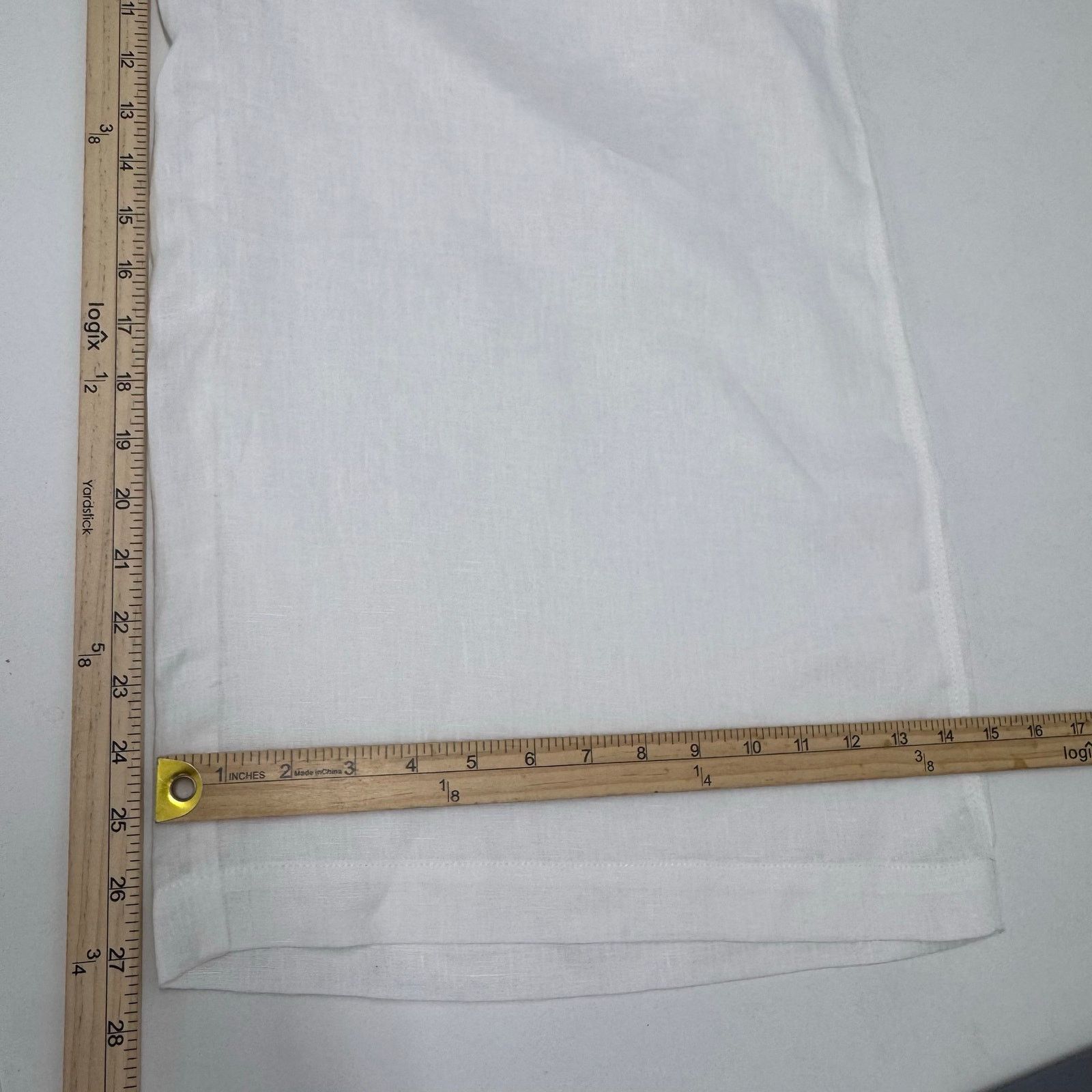 Marina Rinaldi Marina Rinaldi White Flax Linen Wide Leg Cropped Pant US 22 Size 22" - 5 Thumbnail