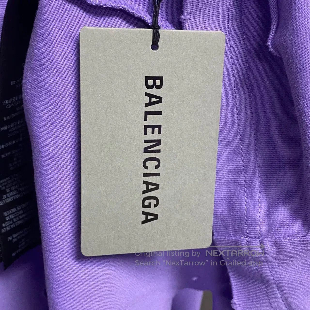 Balenciaga Balenciaga Lavender Distressed Logo Tee. Size XS / US 0-2 / IT 36-38 - 3 Thumbnail