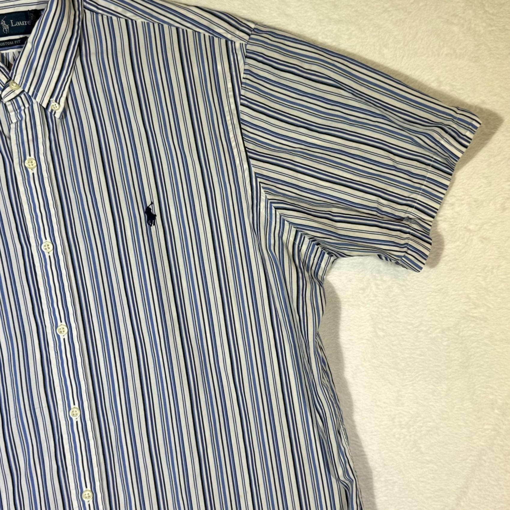 Ralph Lauren Ralph Lauren Shirt Mens XL Blue Striped Button-Down Custom Fit Short Sleeve Pony Size US XL / EU 56 / 4 - 5 Thumbnail