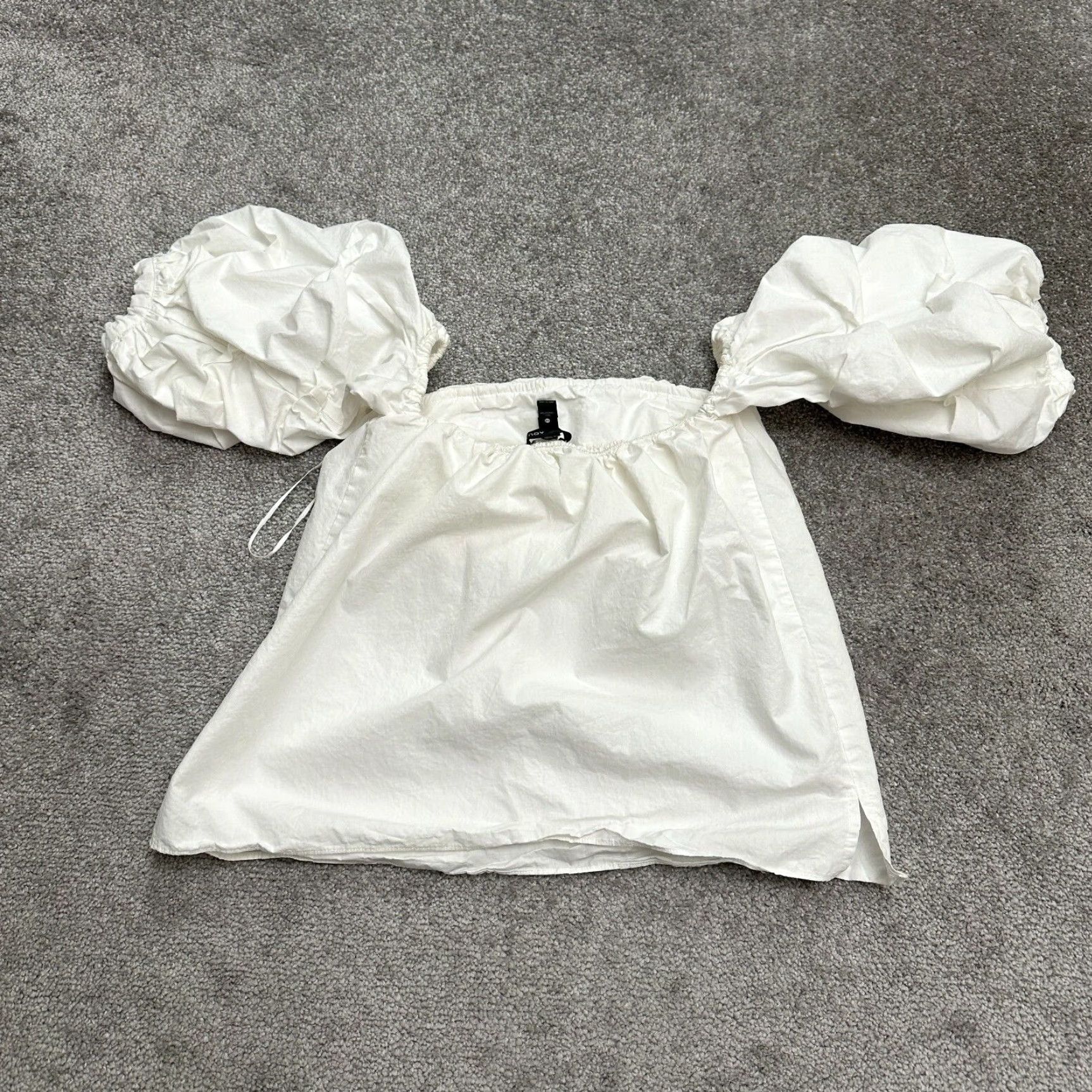 AQUA Aqua Off Shoulder Balloon Sleeve Blouse Womens XS White Casual Beach Outdoor Size XS / US 0-2 / IT 36-38 - 2 Thumbnail