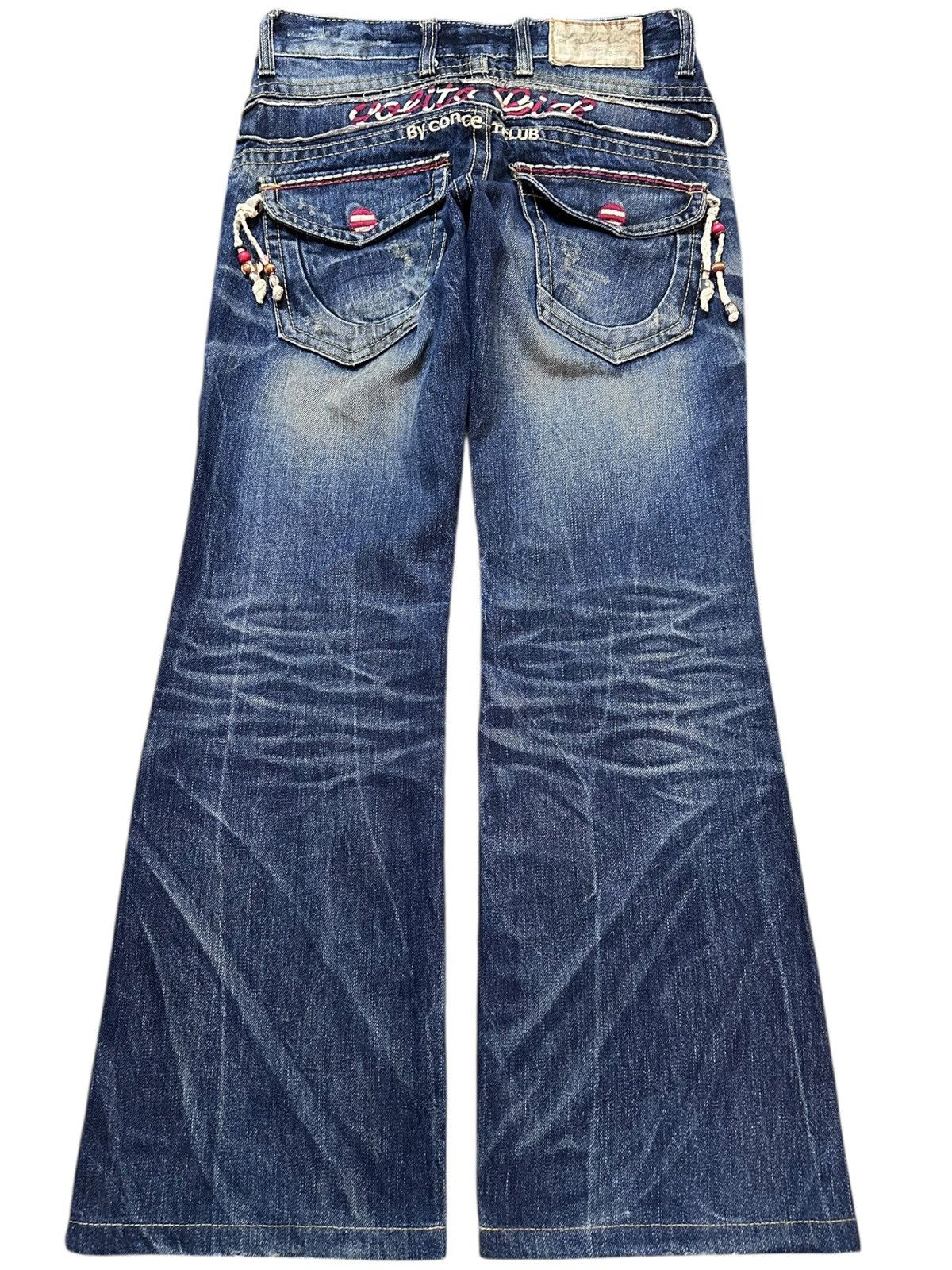 Tornado Mart Vintage Lolita Flare Whiskers Indie Embroidery Denim Size US 29 - 6 Thumbnail