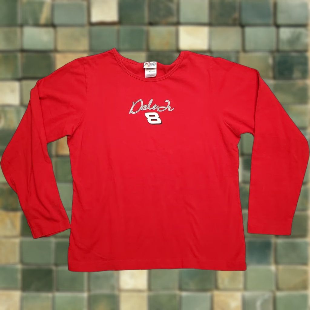 Chase Authentics VINTAGE NASCAR Shirt Women L Red Long Sleeve Dale Jr. No. 8 Casual TEE Chase Authentics Size L / US 10 / IT 46 - 1 Thumbnail