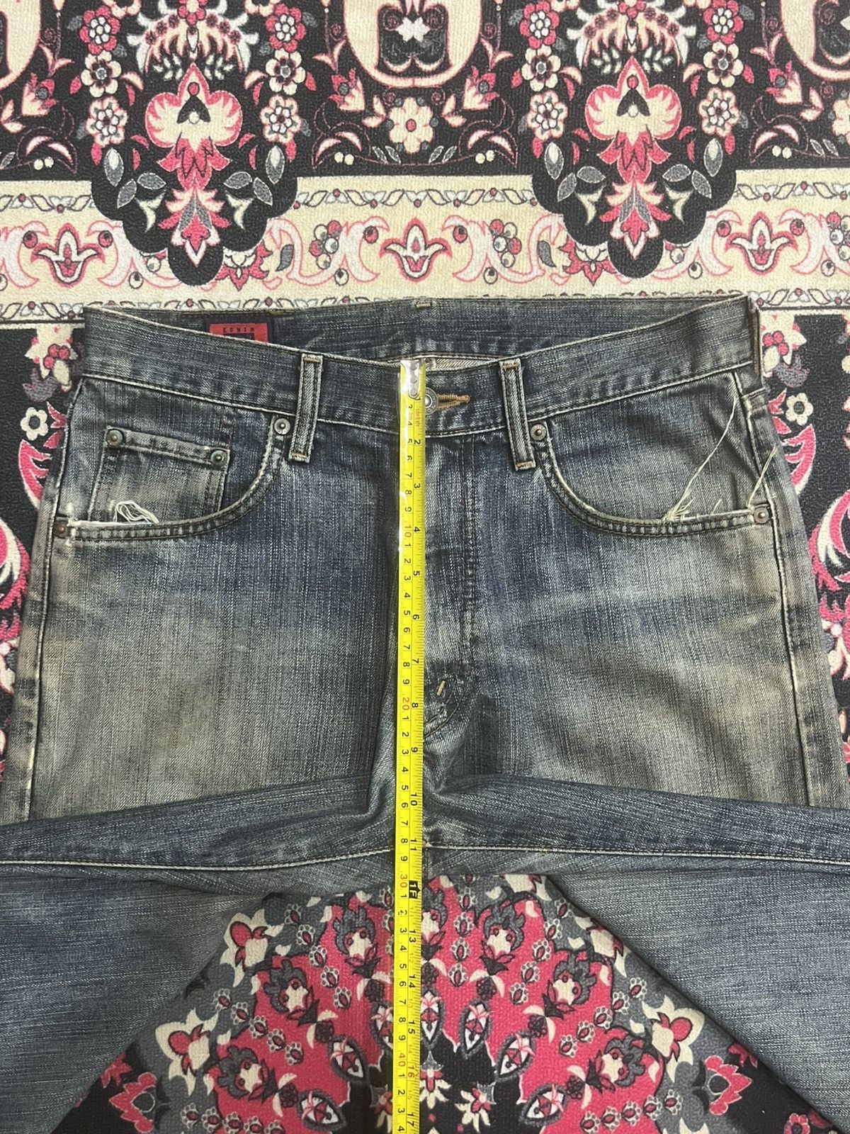 Edwin Vintage Japanese Brand Edwin 503Z Mud Blue Distressed Jeans Size US 30 / EU 46 - 14 Thumbnail