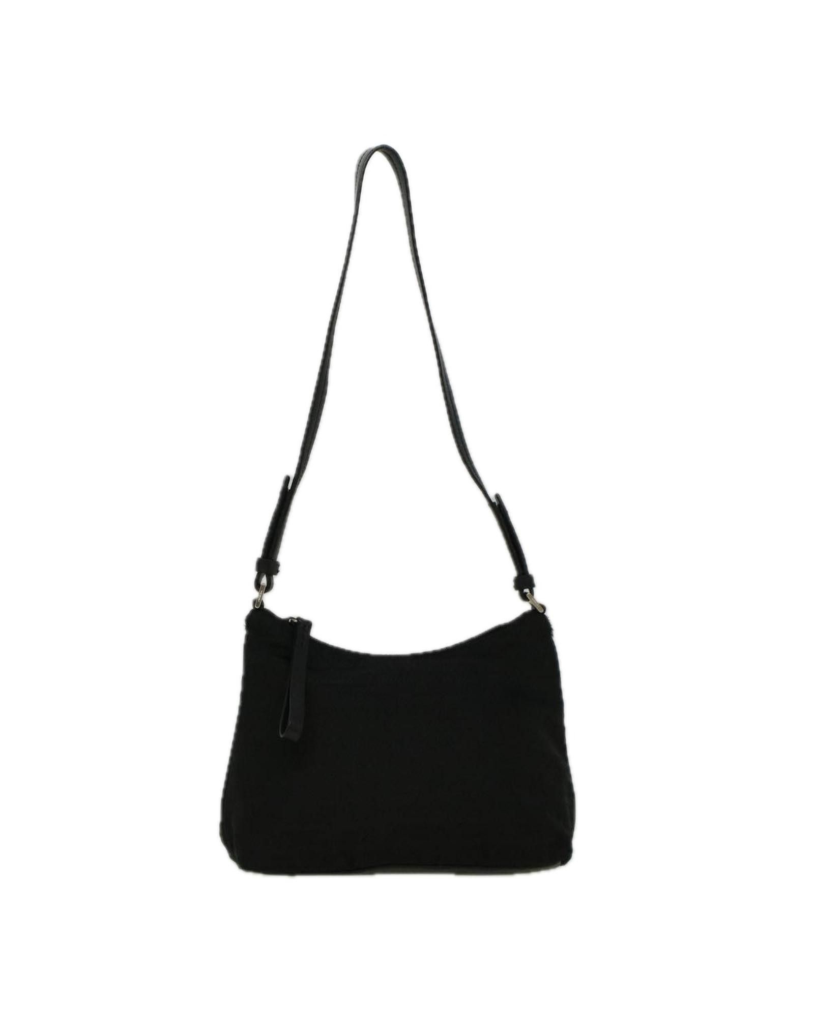 image of Prada Sustainable Black Nylon Shoulder Bag, Women's