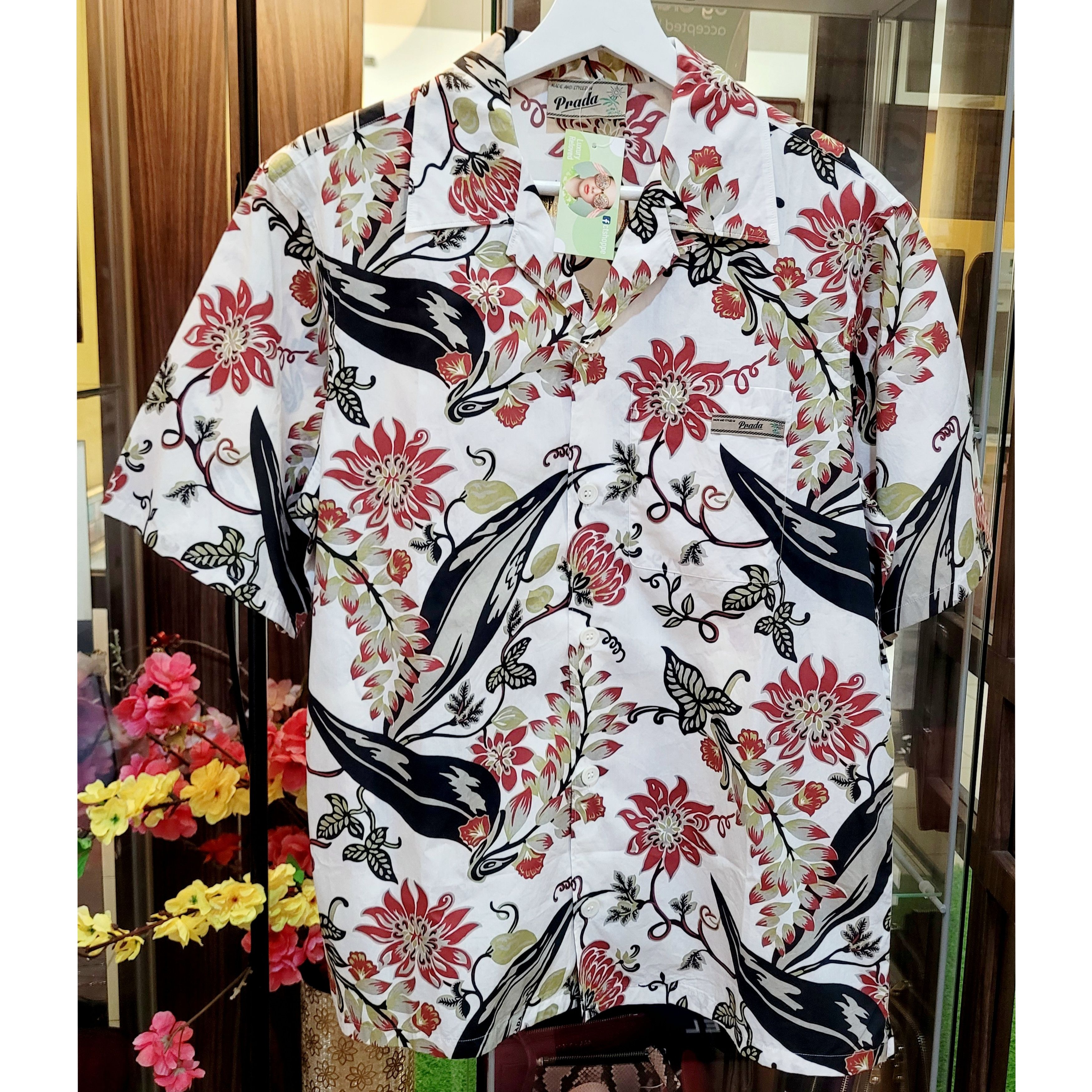 Prada Prada Men's Floral Print Light Cotton Shirt Size US M / EU 48-50 / 2 - 1 Thumbnail