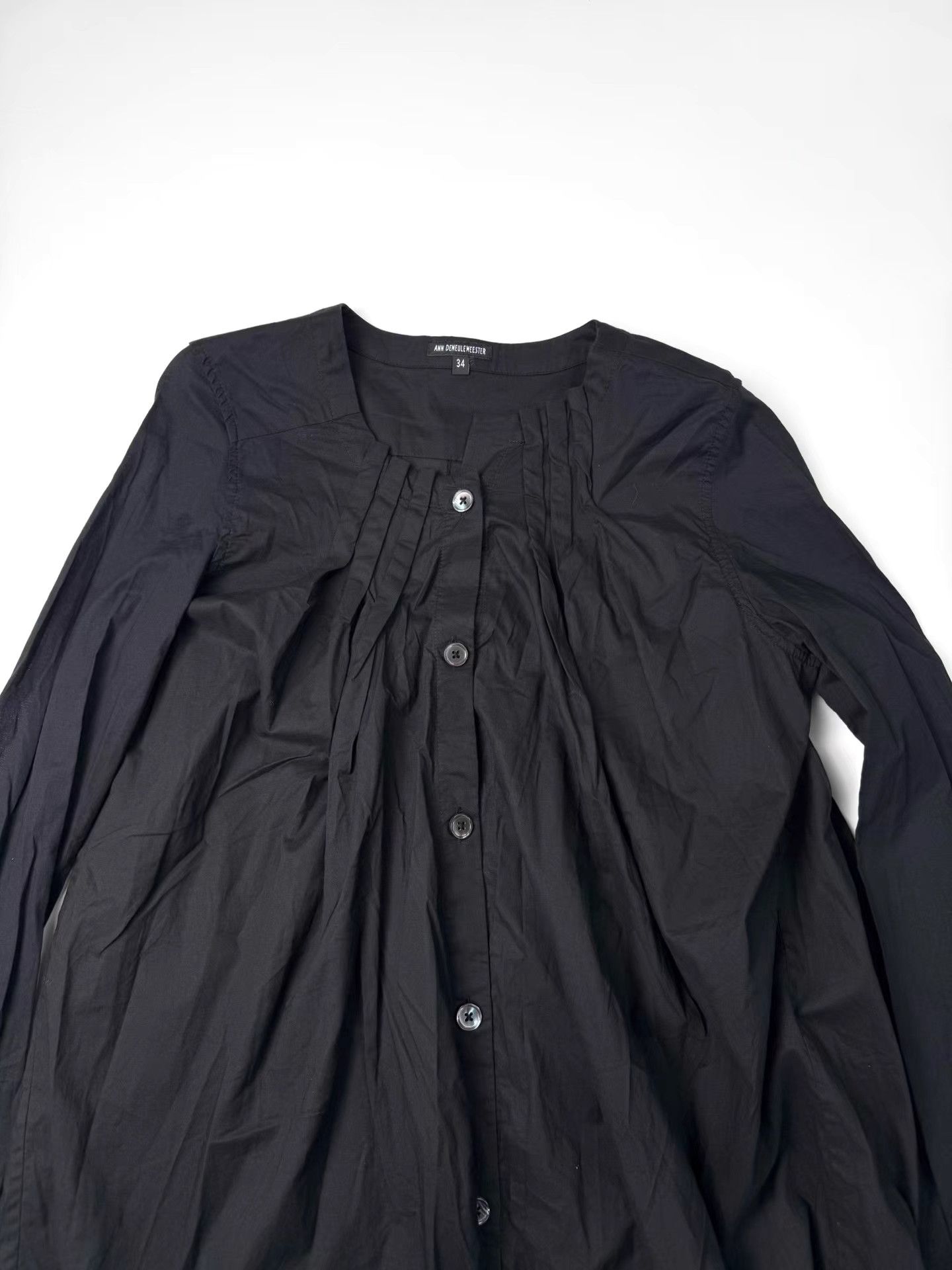 Ann Demeulemeester Ann Demeulemeester Black Ruched Shirt Dress K20 Size XXS / US 00 / IT 34 - 2 Thumbnail