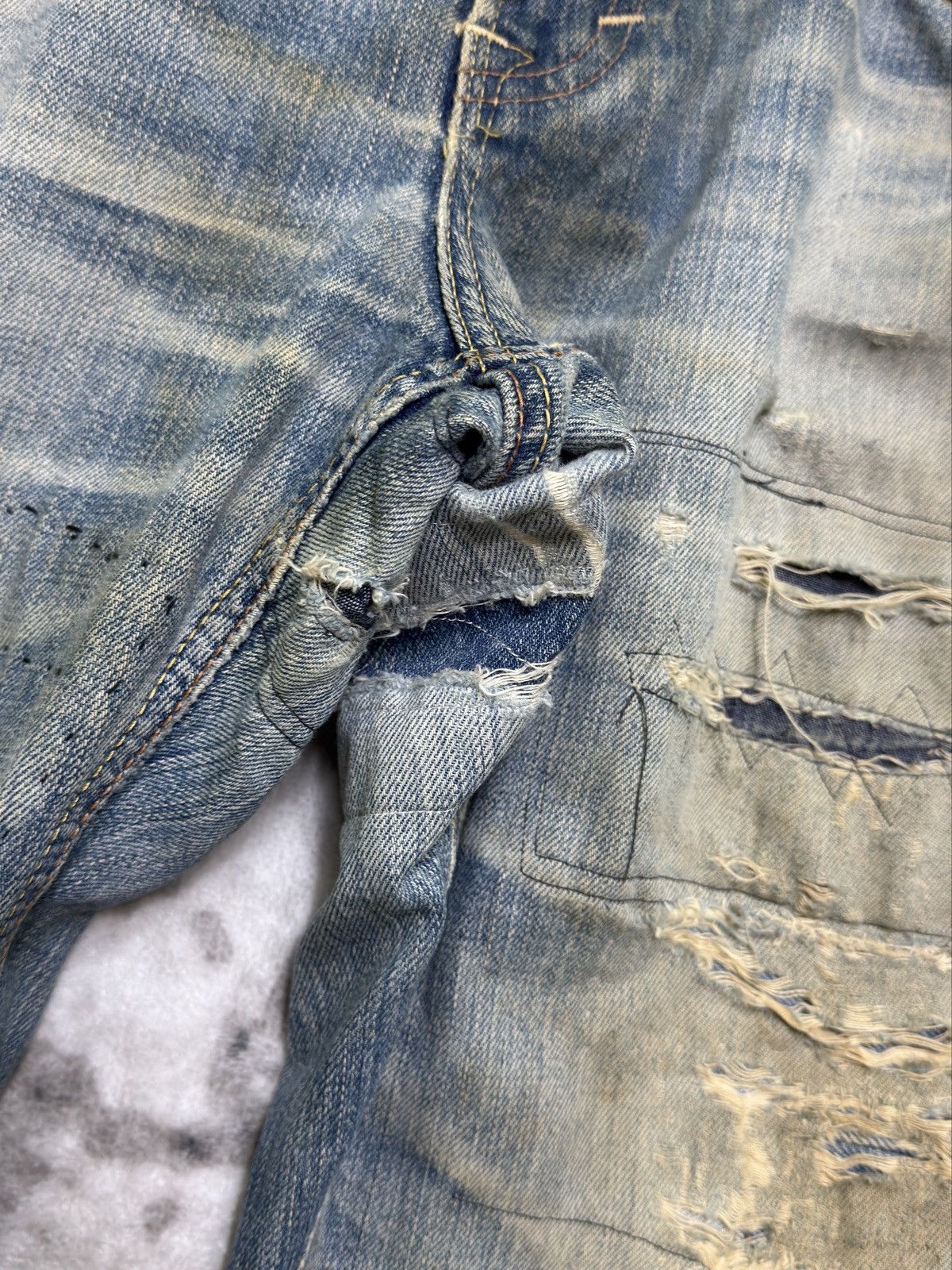 Edwin Vintage Edwin Distressed Mud Wash Denim Jeans Size US 33 - 10 Thumbnail