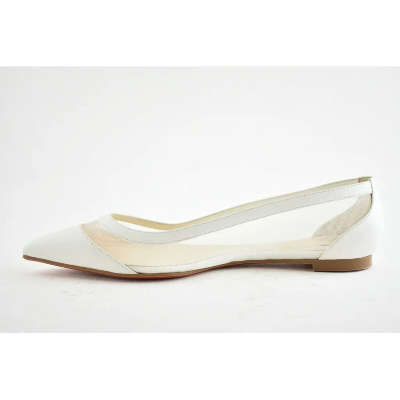 Christian Louboutin Christian Louboutin Galativi Flat White Leather Nude Size US 5 / IT 35 - 8 Thumbnail