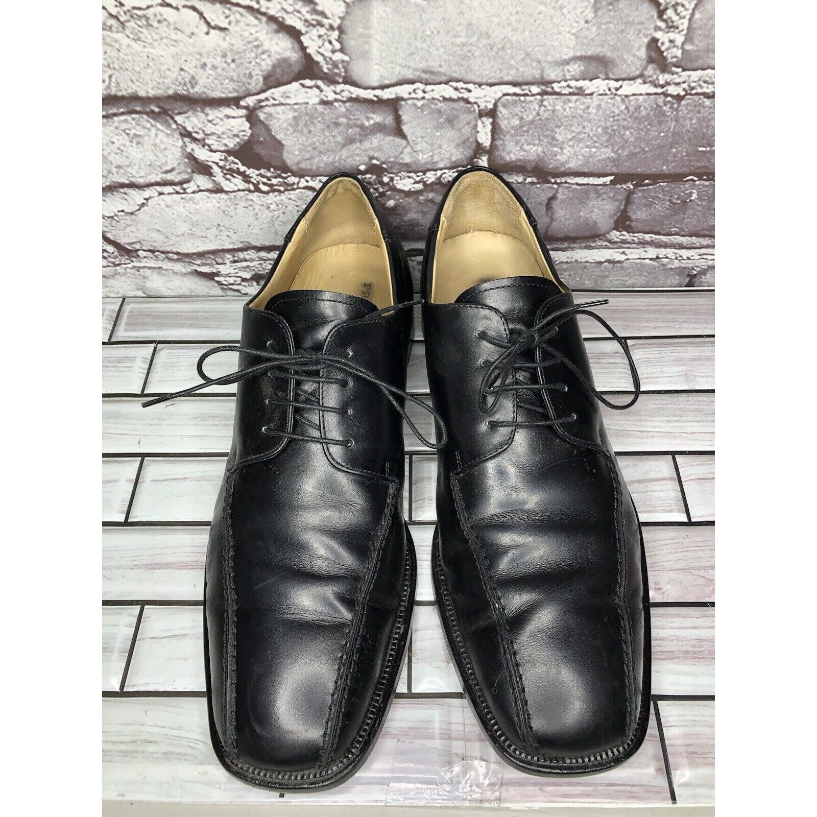 Pronto Uomo Pronto Uomo Black Leather Oxford Derby Lace Up Dress Shoes M Size US 10.5 / EU 43-44 - 13 Thumbnail