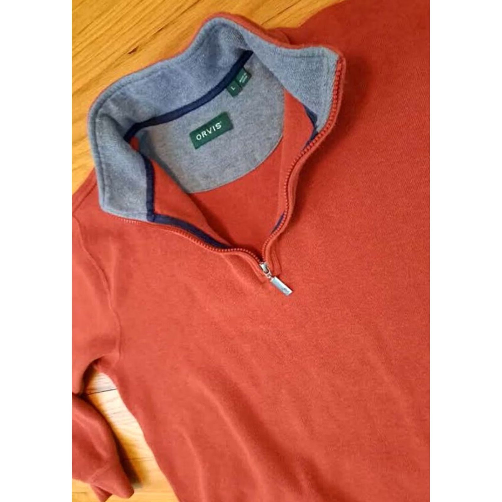 Orvis VINTAGE Orvis Sweatshirt Pullover Sweater 1/4 Zip Cotton L Burnt Orange Men Size US L / EU 52-54 / 3 - 3 Thumbnail