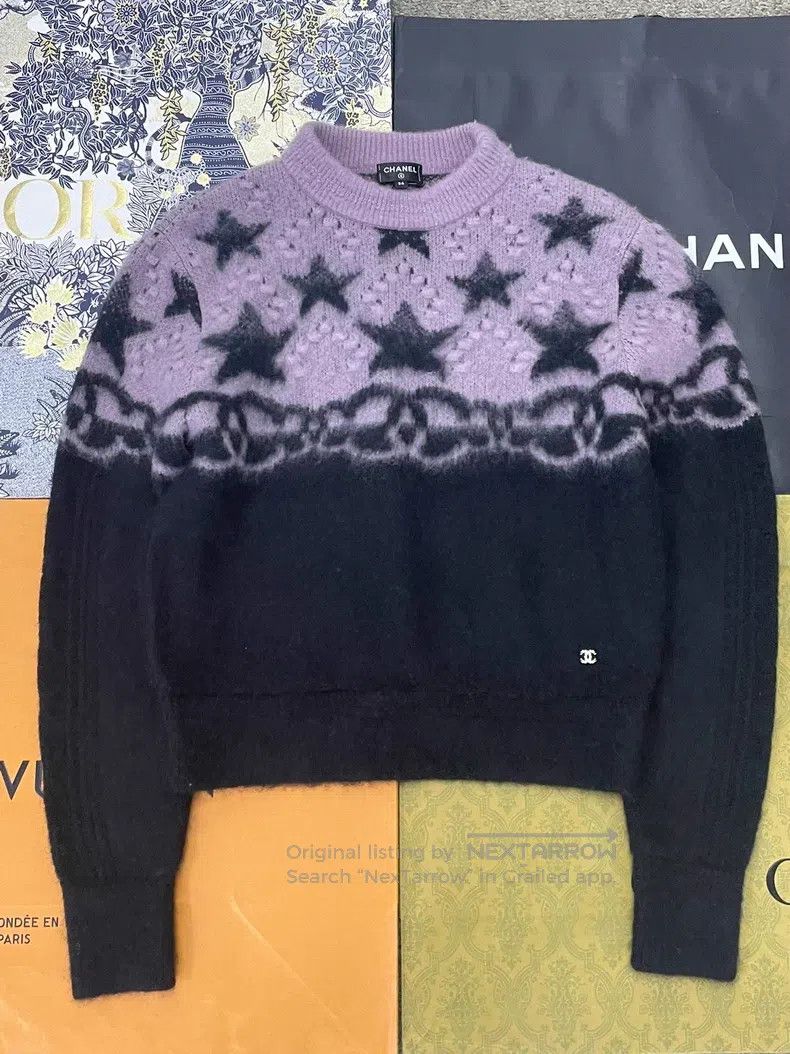 Chanel Chanel Ski series purple black five-pointed star cashmere Size XXS / US 00 / IT 34 - 1 Thumbnail