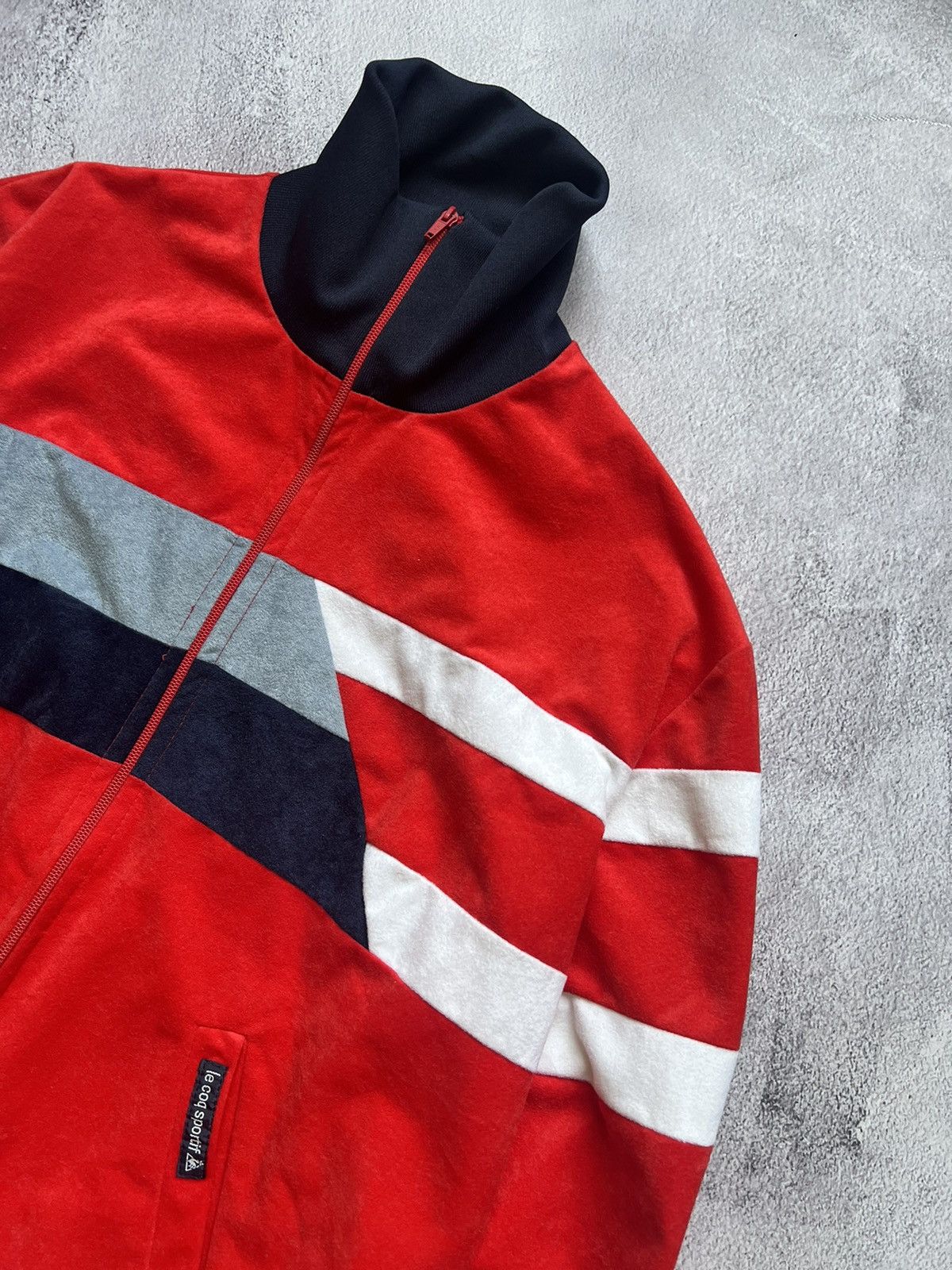 Le Coq Sportif Vintage A.S. Monaco Le Coq Sportif Football Velour Track Top Size US S / EU 44-46 / 1 - 5 Thumbnail