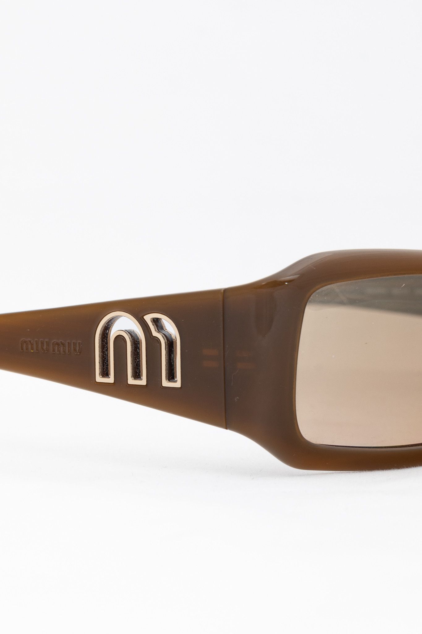 Miu Miu Miu Miu SMU07H Brown Rectangular Cutout-Logo Sunglasses Size ONE SIZE - 5 Thumbnail