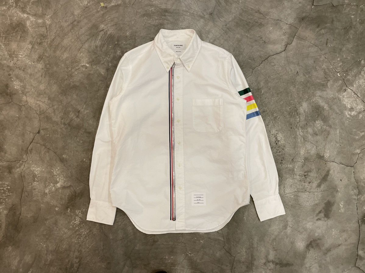 Thom Browne Thom Browne - 4-BAR ZIP-FRONT OXFORD SHIRT Size US M / EU 48-50 / 2 - 7 Thumbnail