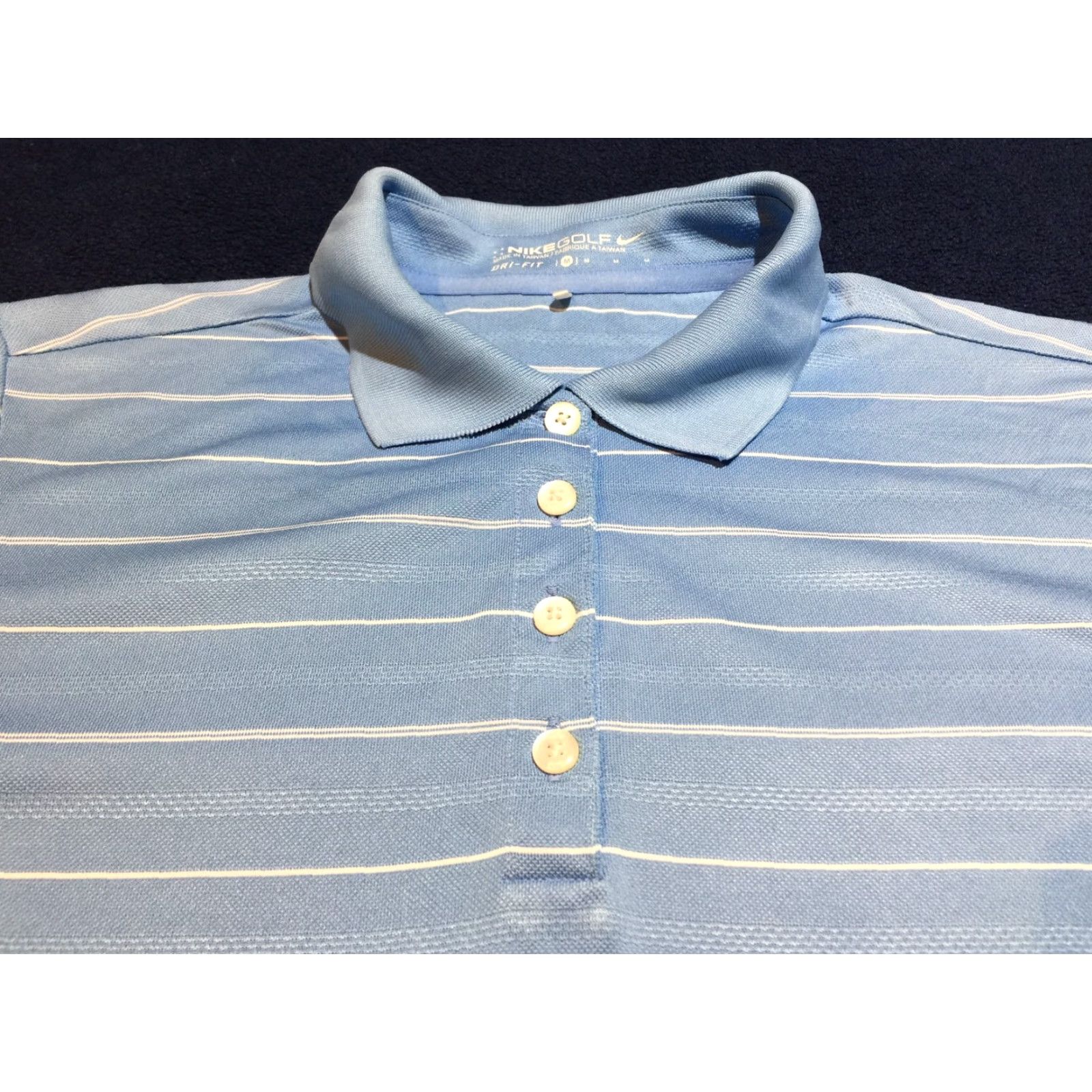 Nike Nike Golf Women's Medium Light Blue Striped Polo Shirt Dri-FIT Short Sleeve Athletic Size M / US 6-8 / IT 42-44 - 3 Thumbnail
