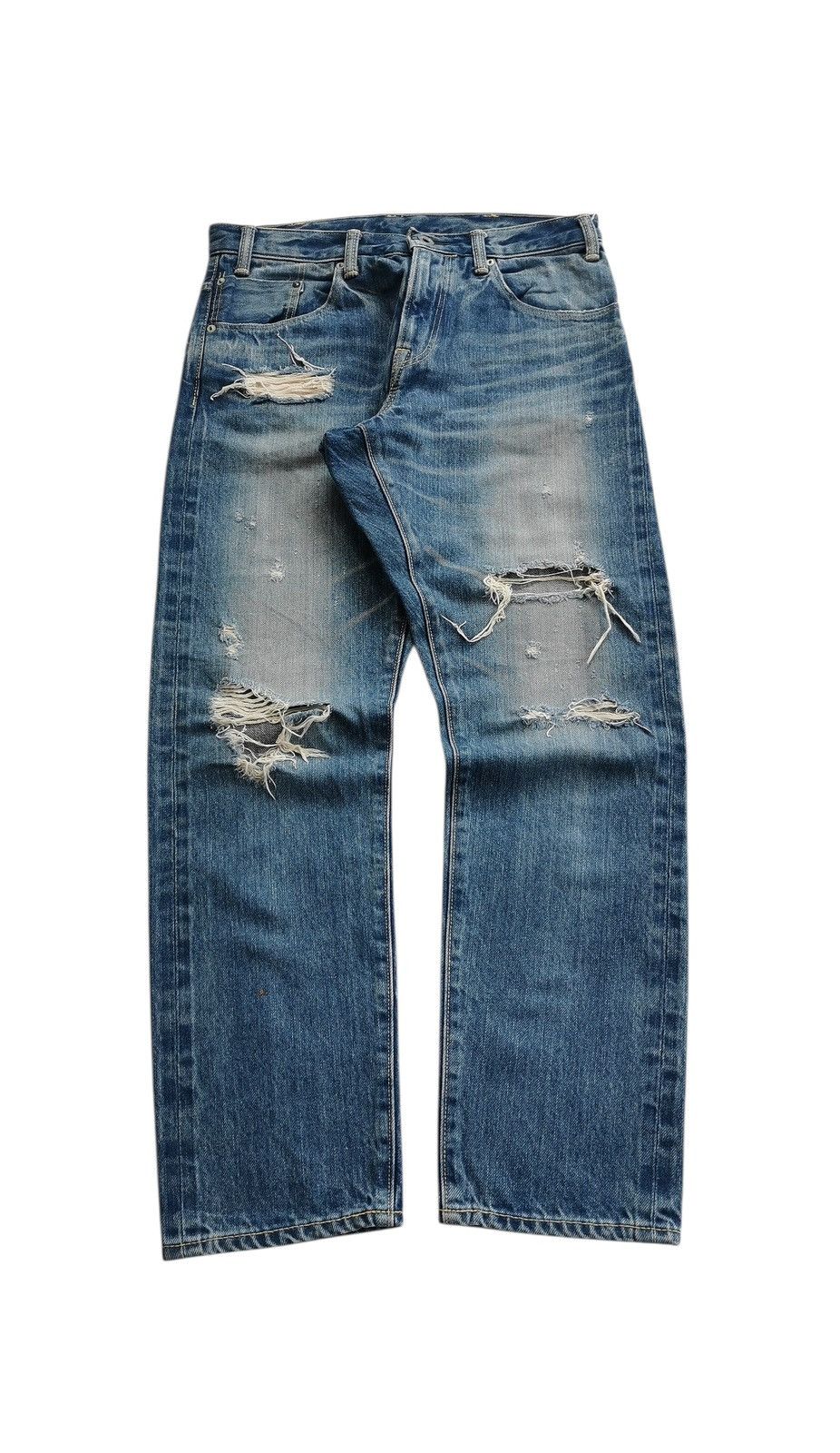 Vintage Dmg Selvedge Cropped Distressed Denim Jeans ♦️A864♦️ Size US 28 / EU 44 - 2 Thumbnail